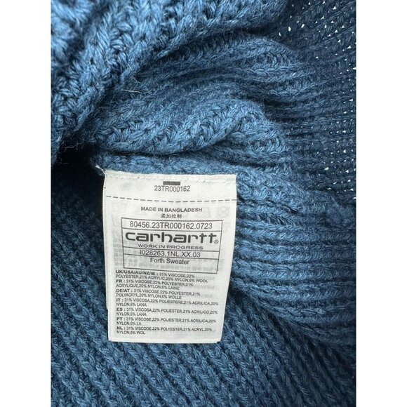 Carhartt Mens Knit Sweater Large Size Blue - Picture 5 of 7